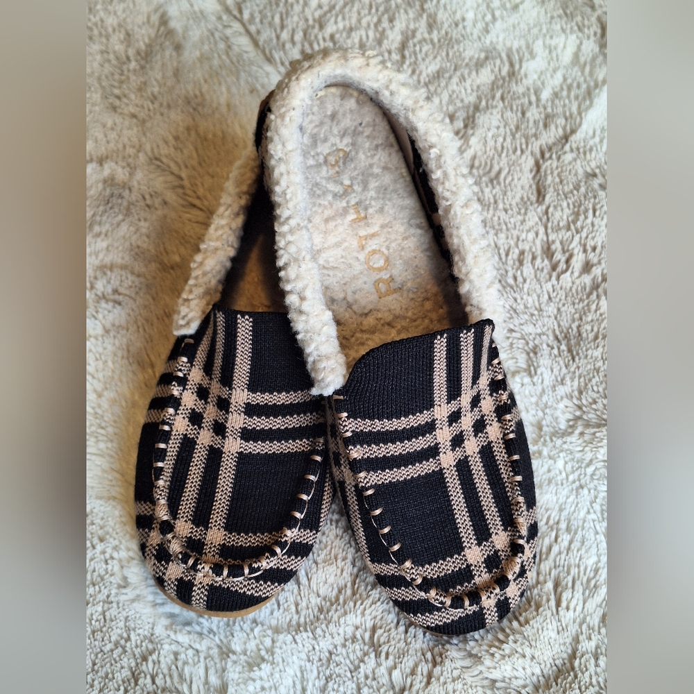 Rothy's The Slipper Black and Camel Plaid - 6